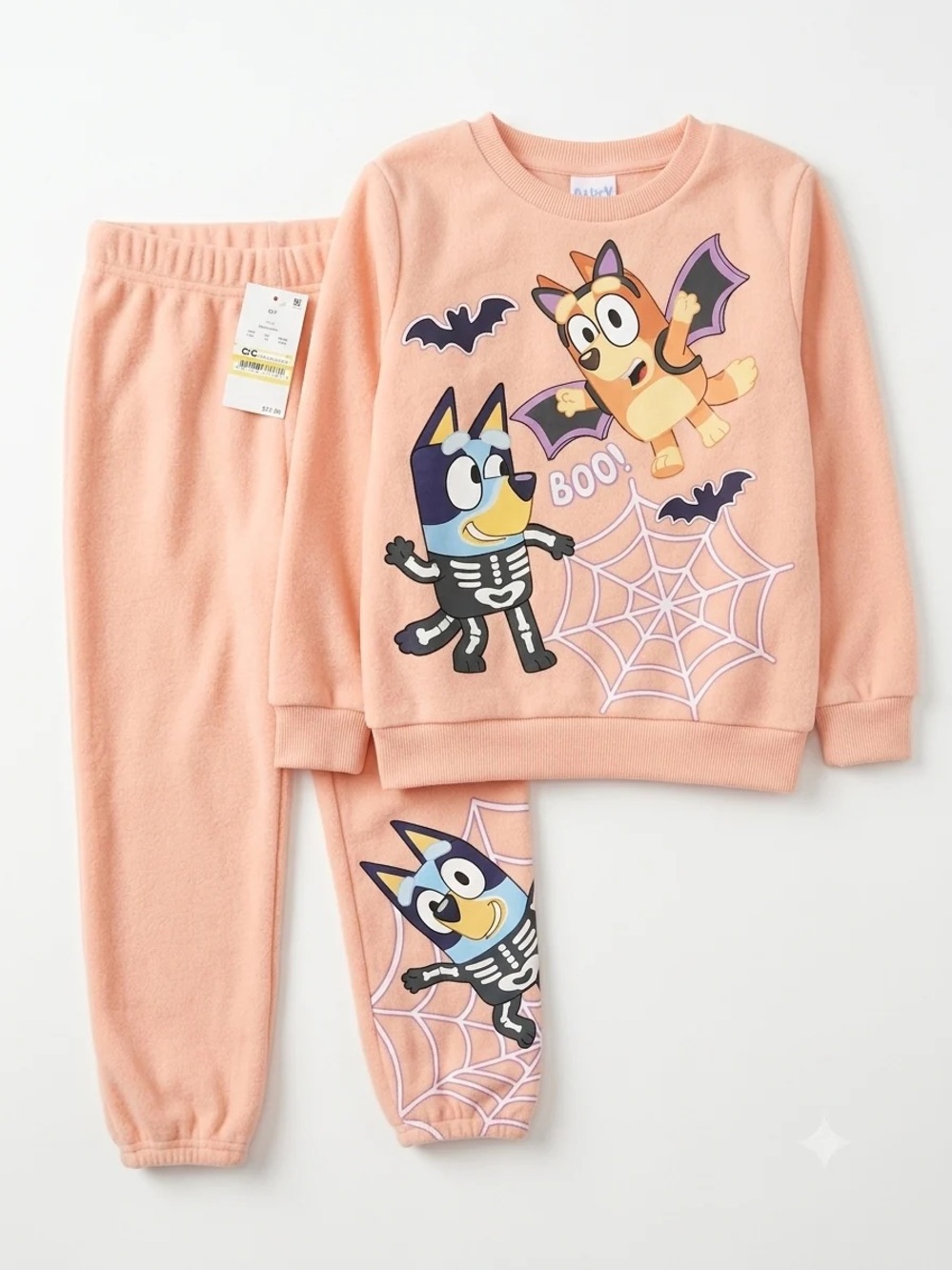 Bluey and Bingo Halloween Spooky Peach Fleece Sweatshirt Set NWT Size 2T